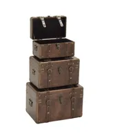 Leather Traditional Trunk, Set of 3