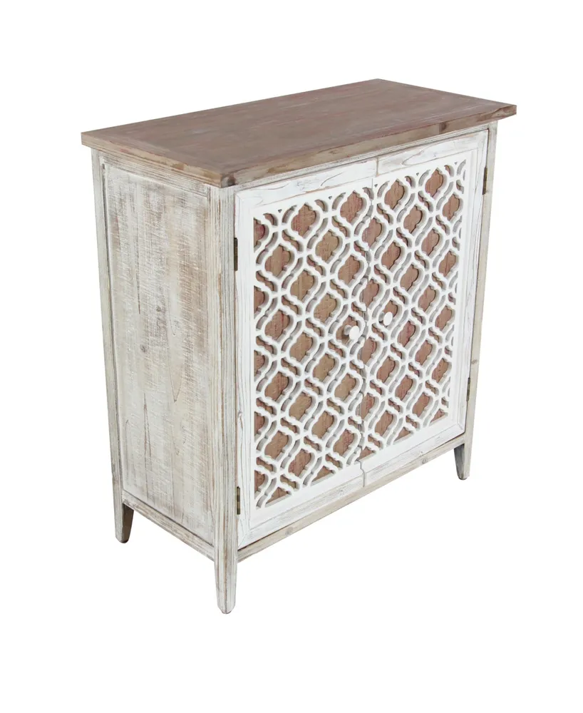 Rustic Rectangular Wooden Lattice Cabinet