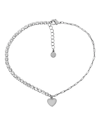 And Now This Chain Heart Charm Anklet in Silver Plate