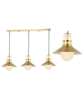 Colin 3-Light Adjustable Retro Hurricane Triple Linear Led Pendant - Gold