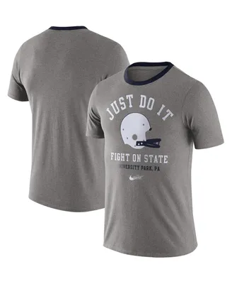 Men's Heathered Gray Penn State Nittany Lions Vault Helmet Tri-Blend T-shirt