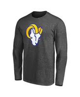 Men's Heathered Charcoal Los Angeles Rams Big and Tall Primary Logo Long Sleeve T-shirt