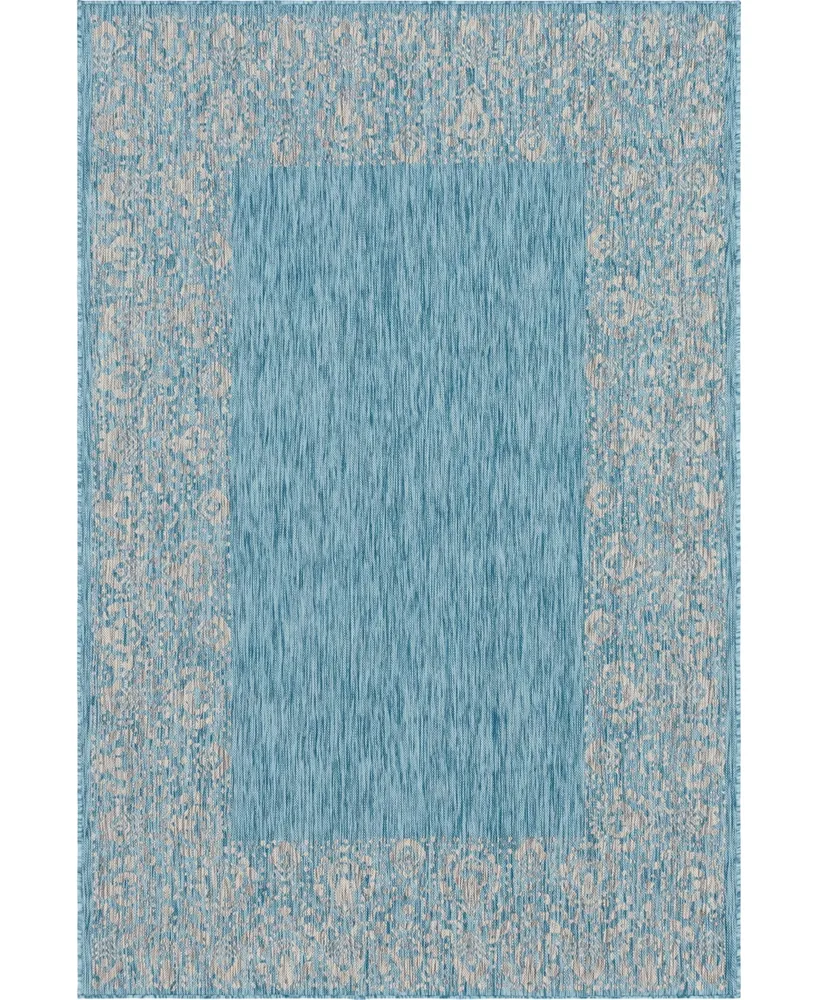 Bayshore Home Outdoor Pashio Border Ii Floral 7' x 10' Area Rug