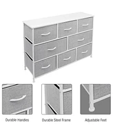 Sorbus 8 Drawers Wide Dresser - Organizer Unit with Steel Frame Wood Top and handle
