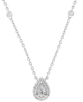 Effy Diamond Pear Halo 18" Pendant Necklace (3/8 ct. t.w.) in 14k White Gold