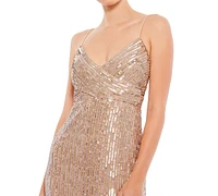 Mac Duggal Women's Sequin Spaghetti Strap Gown