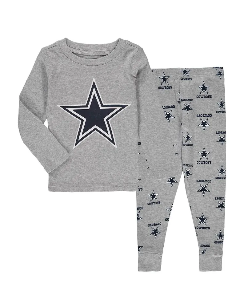 Youth Dallas Cowboys Navy All Over Print Long Sleeve T-Shirt & Pants Sleep  Set