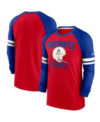 Men's Nike Red, Royal New England Patriots Throwback Raglan Long Sleeve T-shirt