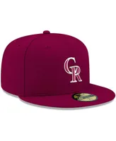 Men's New Era Cardinal Colorado Rockies Logo White 59FIFTY Fitted Hat