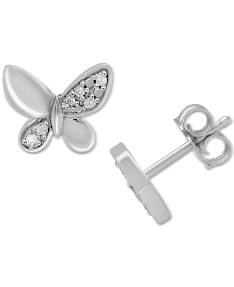 Diamond Butterfly Stud Earrings (1/10 ct. t.w.) in Sterling Silver