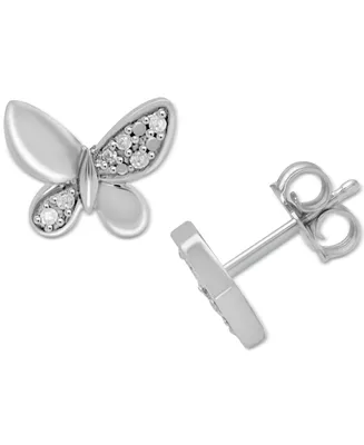 Diamond Butterfly Stud Earrings (1/10 ct. t.w.) in Sterling Silver