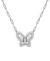 And Now This Cubic Zirconia Butterfly Necklace, Gold Plate 16+2" extender