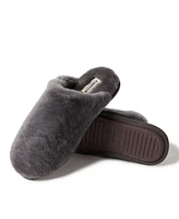 Dearfoams Men's Fireside by Broome Genuine Shearling Fuzzy Scuff House Slipper