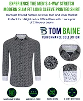 Tom Baine Men's Slim Fit Performance Geometric Button Down Shirt