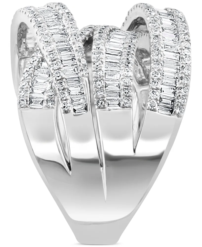 Effy Diamond Baguette Crossover Statement Ring (1-5/8 ct. t.w.) in 14k White Gold