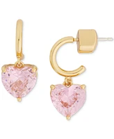 Kate Spade New York Gold-Tone Heart Charm Huggie Hoop Earrings