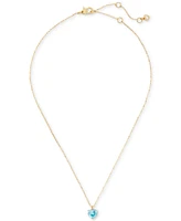 Kate Spade New York Gold-Tone Birthstone Heart Pendant Necklace, 16" + 3" extender