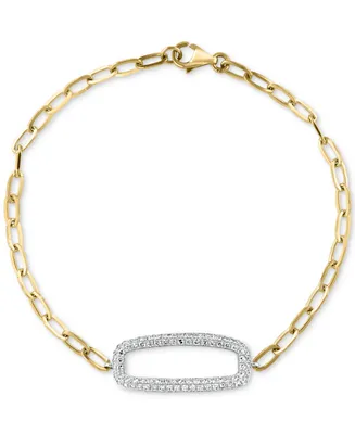 Effy Diamond Pave Link Chain Bracelet (1/2 ct. t.w.) in 14k White and Yellow Gold