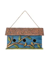 Glitzhome 15.75" Oversized Washed Distressed Cottage Birdhouse with 3D Tree and Bird