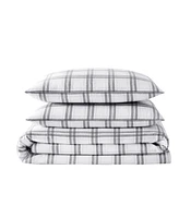 London Fog Plaid 3 Piece Flannel Duvet Cover Set