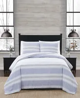 London Fog Stripe 2 Piece Flannel Comforter Set, Twin Xl