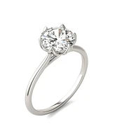 Moissanite Round Solitaire Ring (1-9/10 Carat Total Weight Diamond Equivalent) 14K White Gold