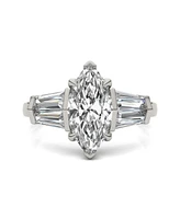Moissanite Marquise Engagement Ring (3-1/3 Carat Total Weight Diamond Equivalent) 14K White Gold