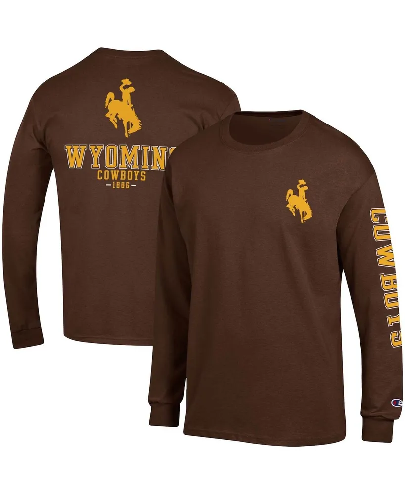 Men's Champion Brown Wyoming Cowboys Team Stack Long Sleeve T-shirt