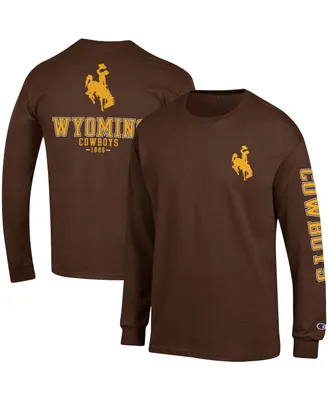 Men's Champion Brown Wyoming Cowboys Team Stack Long Sleeve T-shirt