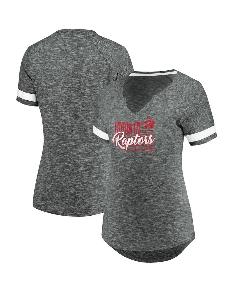 Women's Fanatics Gray and White Toronto Raptors Showtime Winning with Pride Notch Neck T-shirt