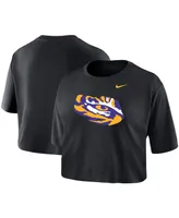 Women's Nike Black Lsu Tigers Cropped Performance T-shirt