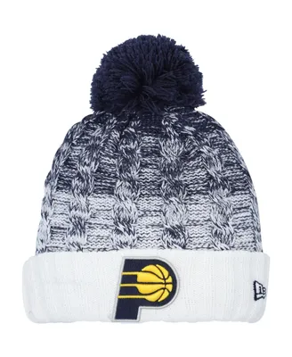Big Girls New Era Royal Indiana Pacers Fade Cuffed Knit Hat with Pom