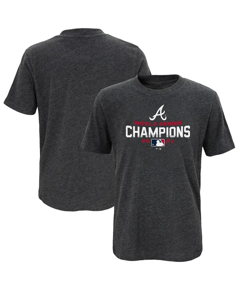 Women's Fanatics Branded Heathered Gray Atlanta Braves 2021 World Series Champions Locker Room Plus Size V-Neck T-Shirt