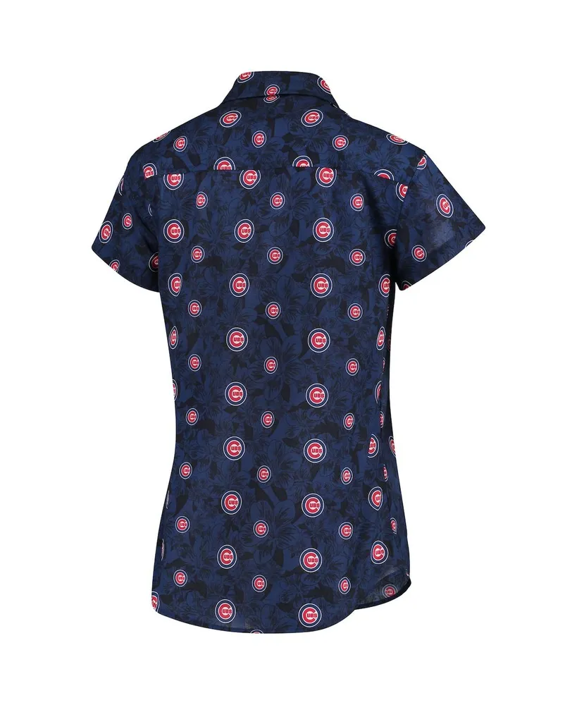 Women's Foco Royal Chicago Cubs Floral Button Up Shirt