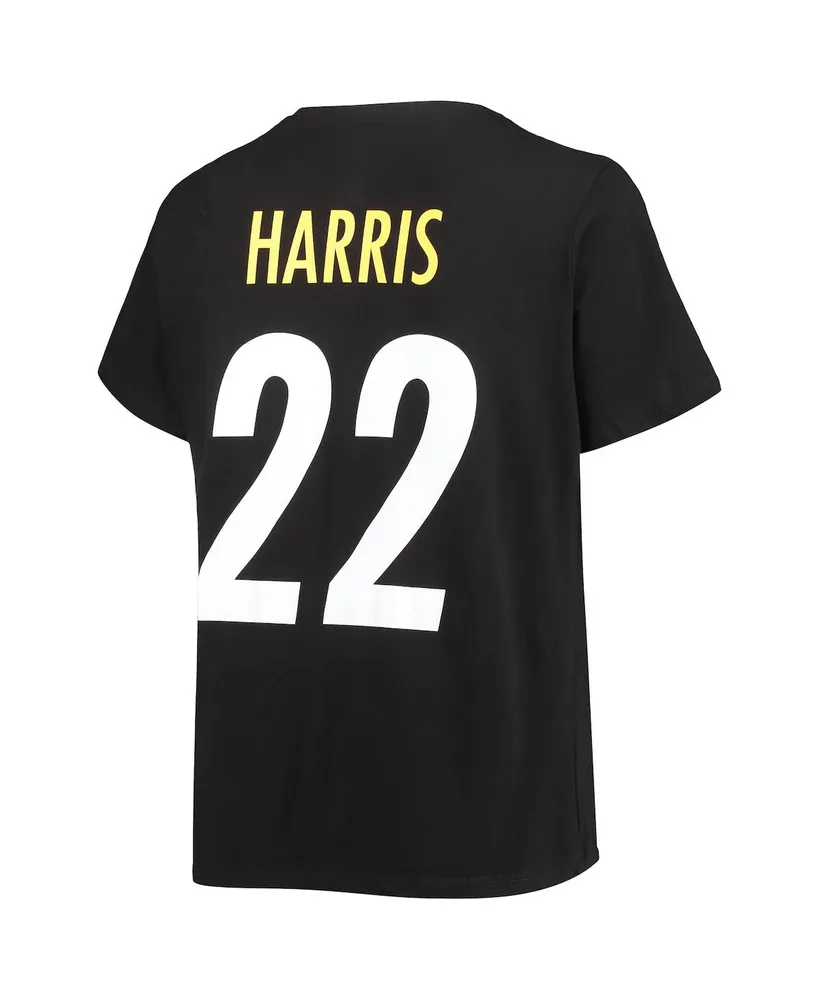 Women's Fanatics Najee Harris Black Pittsburgh Steelers Plus Size Player Name and Number V-Neck T-shirt
