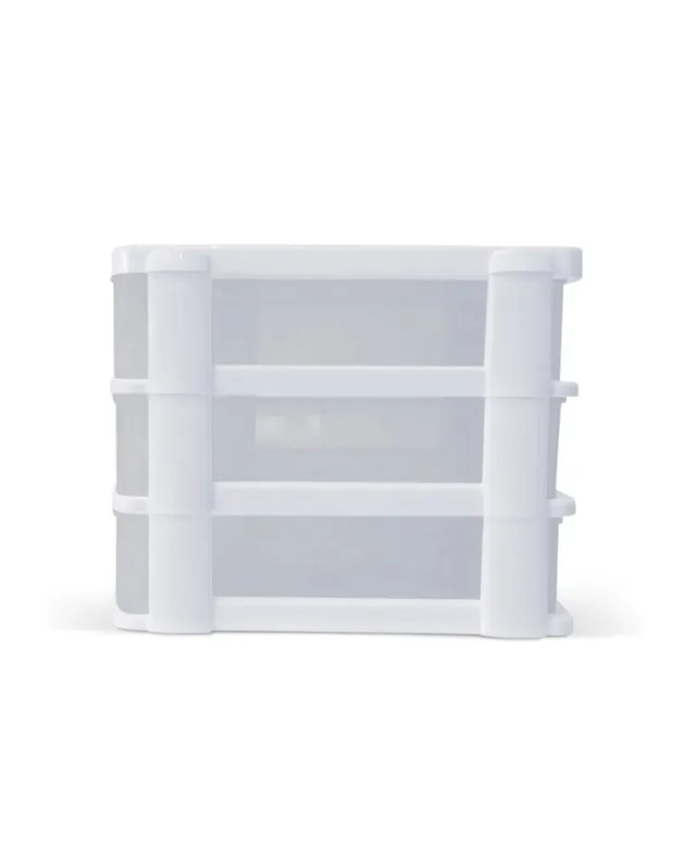 MQ 3-Drawer Storage Unit with Clear Drawers, Pack of 6 - White