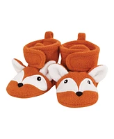 Hudson Baby Boys Animal Fleece Booties 2-Pack, Navy Owl Fox