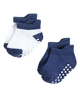Hudson Baby Baby Boys Hudson Non-Skid No-Show Socks, Blue Burgundy, 12-24 Months