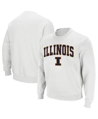 Men's Colosseum White Illinois Fighting Illini Arch & Logo Crew Neck Sweatshirt