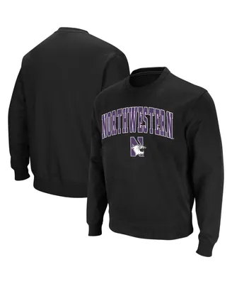 Men's Colosseum Black Northwestern Wildcats Arch & Logo Crew Neck Sweatshirt