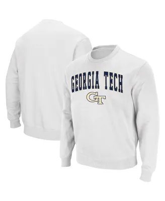 Men's Colosseum White Georgia Tech Yellow Jackets Arch Logo Tackle Twill Pullover Sweatshirt