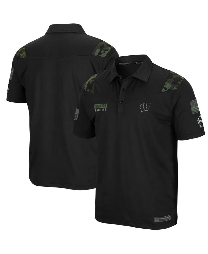 Men's Colosseum Black Wisconsin Badgers Oht Military-Inspired Appreciation Sierra Polo Shirt