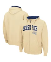 Men's Colosseum Gold-Tone Georgia Tech Yellow Jackets Arch Logo 3.0 Full-Zip Hoodie