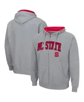 Men's Colosseum Heathered Gray Nc State Wolfpack Arch Logo 3.0 Full-Zip Hoodie