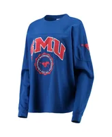 Women's Pressbox Royal Smu Mustangs Edith Long Sleeve T-shirt