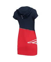 Women's Refried Apparel Navy and Red New England Patriots Hooded Mini Dress