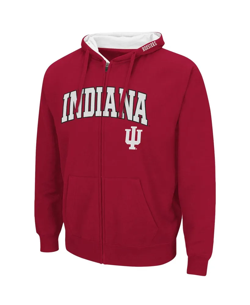 Men's Colosseum Crimson Indiana Hoosiers Arch & Logo 3.0 Full-Zip Hoodie