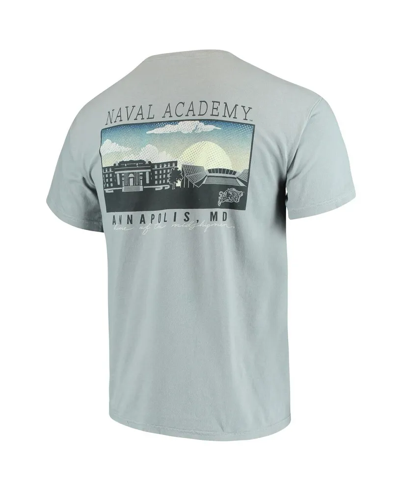 Men's Gray Navy Midshipmen Team Comfort Colors Campus Scenery T-shirt