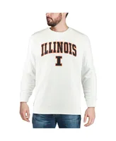 Men's Colosseum White Illinois Fighting Illini Arch & Logo Crew Neck Sweatshirt