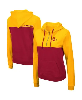 Women's Colosseum Gold, Red Iowa State Cyclones Aidan Half-Zip Hoodie